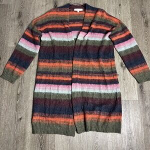Adyson Parker L Wool Alpaca Blend Colorful Long Cardigan Open Boho Striped‎